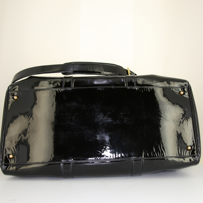 Bolsa de viaje Chanel Vintage en charol negro - Detail D5