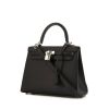 Hermes Kelly 25 cm handbag in black Sikkim Sombrero leather - 00pp thumbnail
