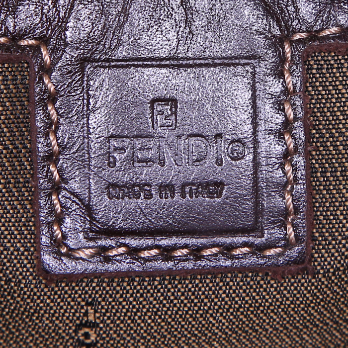 Borsa Fendi Zucca in tela siglata marrone e pelle marrone - Detail D3