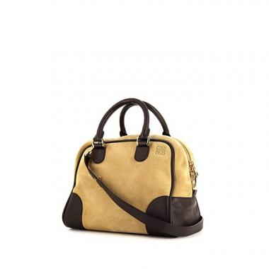 Bolso de mano Loewe Amazona en ante beige y cuero marrón