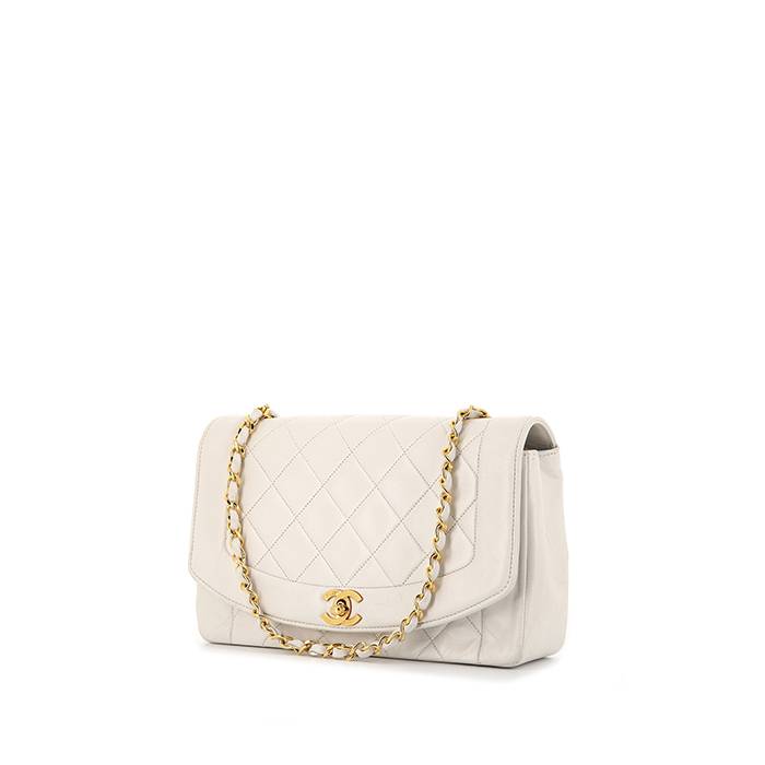 Borsa a tracolla Chanel Vintage Diana in pelle trapuntata bianco sporco