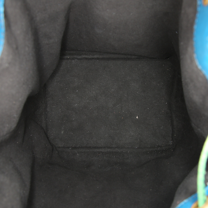 Sac à main Louis Vuitton Noé grand modèle en cuir épi Bleu Toledo et Vert Borneo - Detail D2