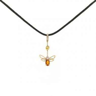 Ciondolo Chaumet Attrape Moi Si Tu M'Aimes in oro giallo,  diamanti e zaffiro giallo e quarzo citrino arancione