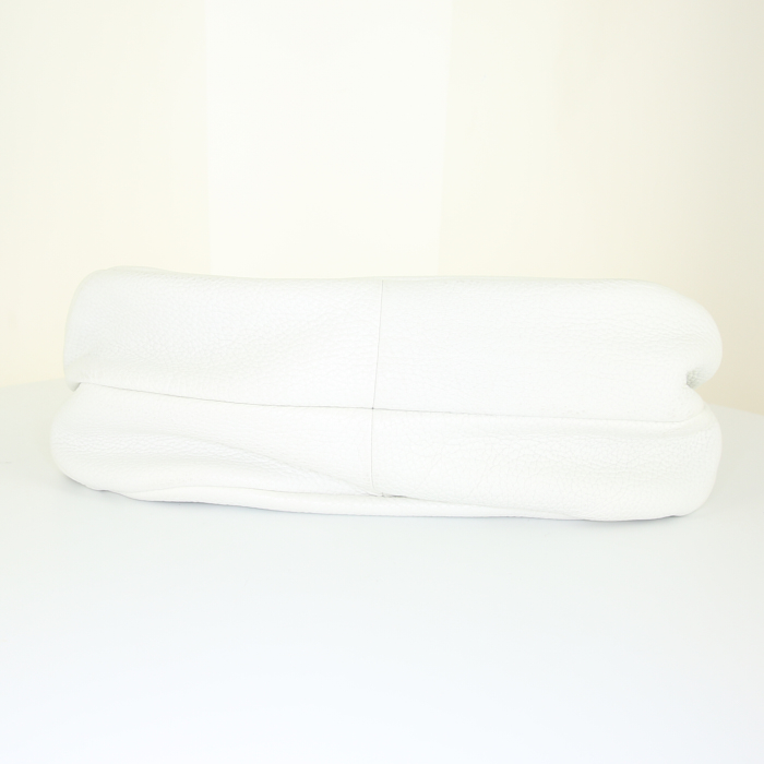 Bolso de mano Bottega Veneta Campana en cuero intrecciato blanco - Detail D4