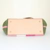 Shopping bag Gucci Bamboo in tela rosa bianca verde e fucsia e pelle beige - Detail D4 thumbnail