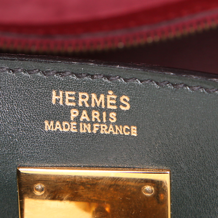 Hermes Kelly 32 cm handbag, 1995, in red, blue and green tricolor box leather - Detail D4