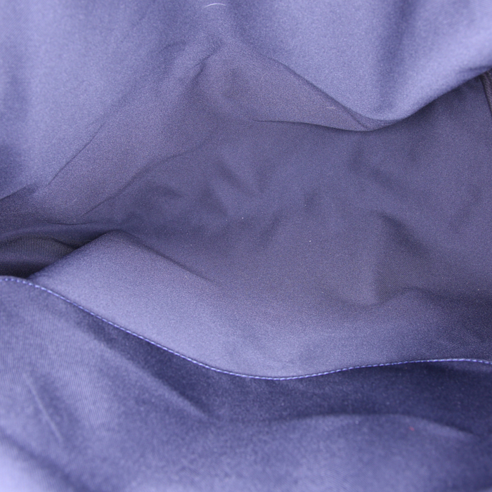 Louis Vuitton Keepall 55 cm Editions Limitées Chapman Brothers travel bag in navy blue and white monogram canvas and navy blue leather - Detail D3