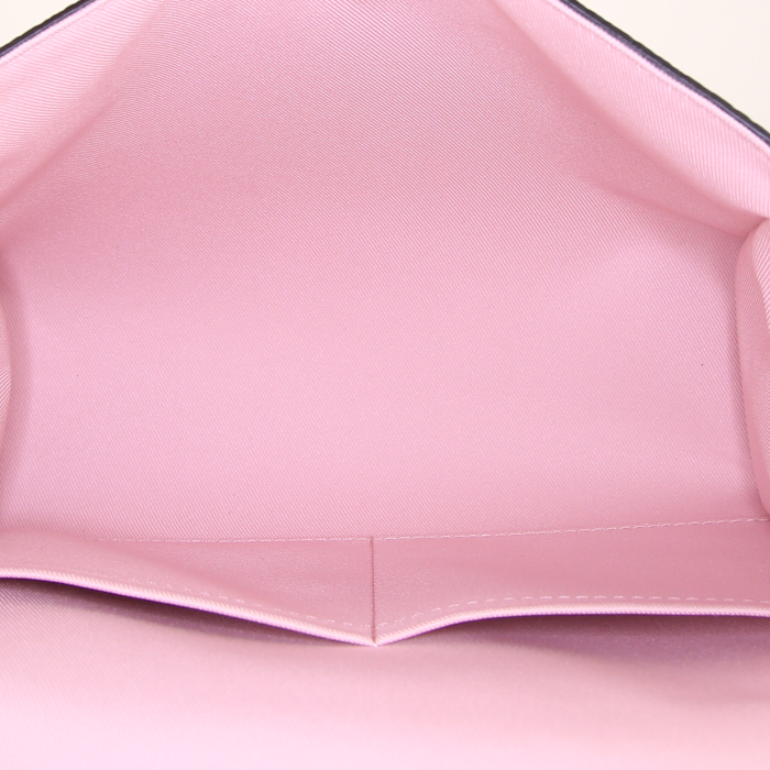Bolso de mano Louis Vuitton Bond Street modelo pequeño en lona a cuadros ébano y cuero rosa - Detail D3