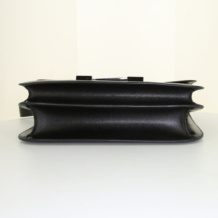 Hermès Constance Cartable shoulder bag in black box leather - Detail D5