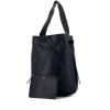 Celine Twisted Cabas shopping bag in khaki, navy blue and black smooth leather - 00pp thumbnail