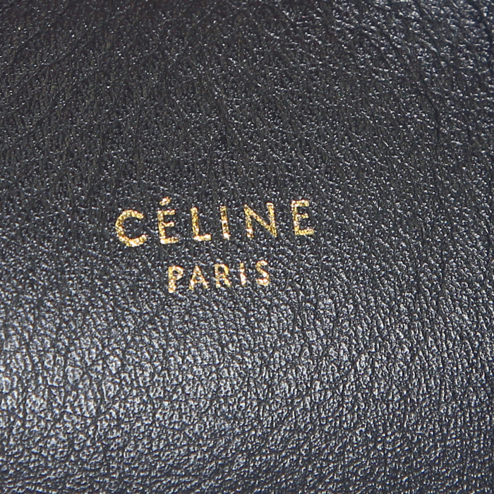Sac cabas Celine Twisted Cabas en cuir lisse vert-kaki bleu-marine et noir - Detail D3