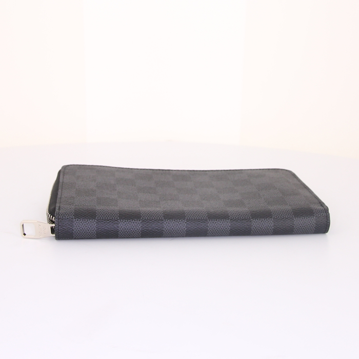Pochette Louis Vuitton Organizer in tela a scacchi grigia - Detail D4