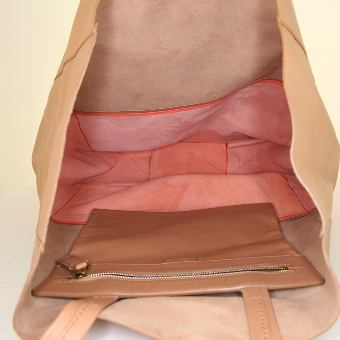 Shopping bag Celine Vertical in pelle bicolore beige e rosa - Detail D2