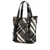 Burberry Victoria handbag in black, beige and white Haymarket canvas and black patent leather - 00pp thumbnail