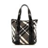 Burberry Victoria handbag in black, beige and white Haymarket canvas and black patent leather - 360 thumbnail