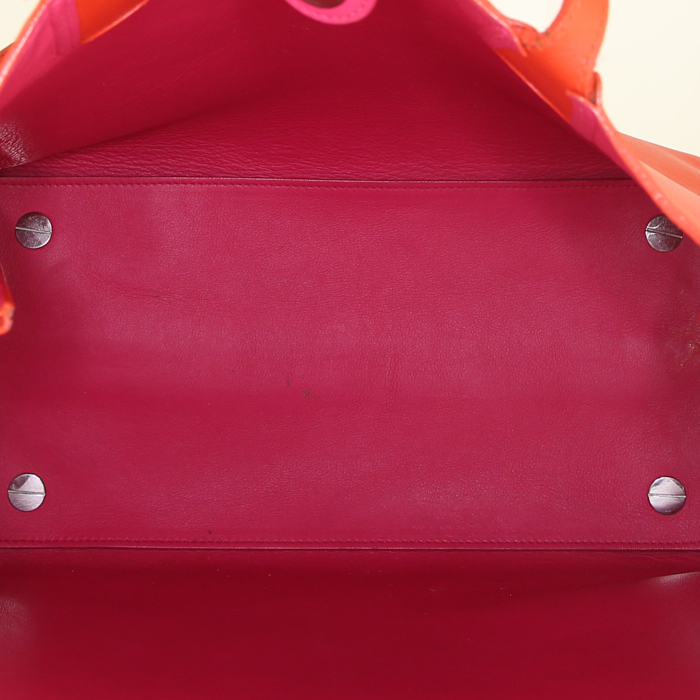 Dior Dior Addict cabas shopping bag in orange and pink leather - Detail D2