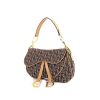 Dior Saddle bag worn on the shoulder or carried in the hand in brown monogram canvas Oblique and beige leather - 00pp thumbnail