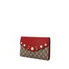Gucci Suprême GG pouch in red leather and grey monogram canvas - 00pp thumbnail