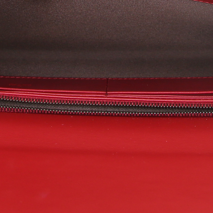 Bolsito de mano Gucci Suprême GG en cuero rojo y lona Monogram gris - Detail D2