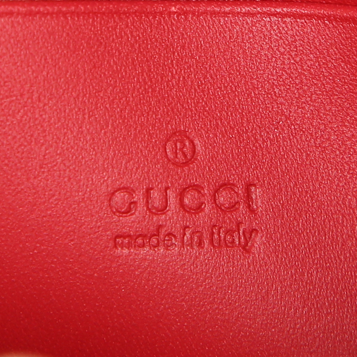 Pochette Gucci Suprême GG in pelle rossa decorazione con perle nere e tela monogram grigia - Detail D3