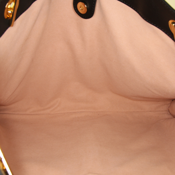 Sac cabas Gucci Rajah en cuir noir - Detail D2