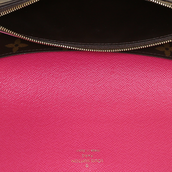 Portefeuille Louis Vuitton Emilie en toile monogram marron et cuir rose - Detail D2
