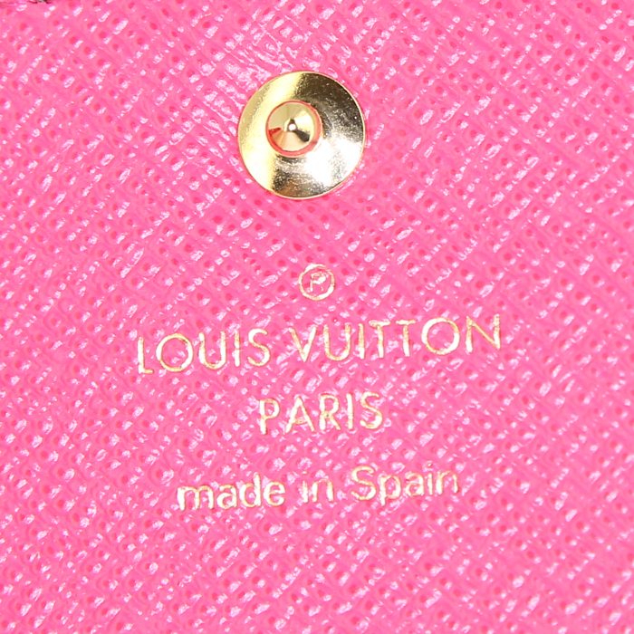 Billetera Louis Vuitton Emilie en lona Monogram marrón y cuero rosa - Detail D3