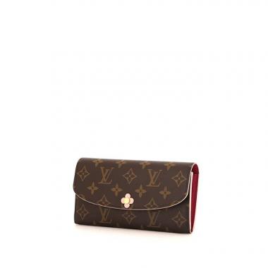 Louis Vuitton Emilie wallet in brown monogram canvas and pink leather
