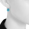 Pomellato Capri earrings in white gold,  diamonds and turquoise - Detail D1 thumbnail