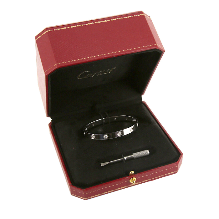 Brazalete Cartier Love 10 diamants en oro blanco y diamantes - Detail D2