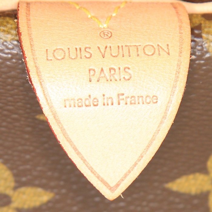 Louis Vuitton Speedy 30 handbag in brown monogram canvas and natural leather - Detail D3