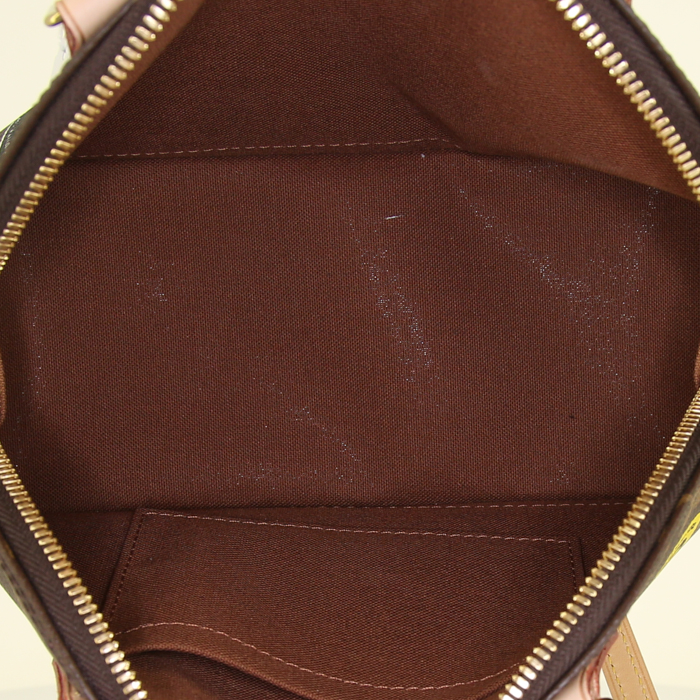 Louis Vuitton Alma BB shoulder bag in brown monogram canvas and natural leather - Detail D3