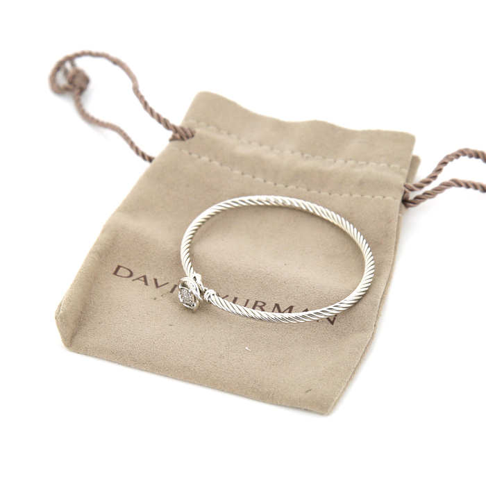 David Yurman Cable Classique bracelet in silver and diamonds - Detail D2