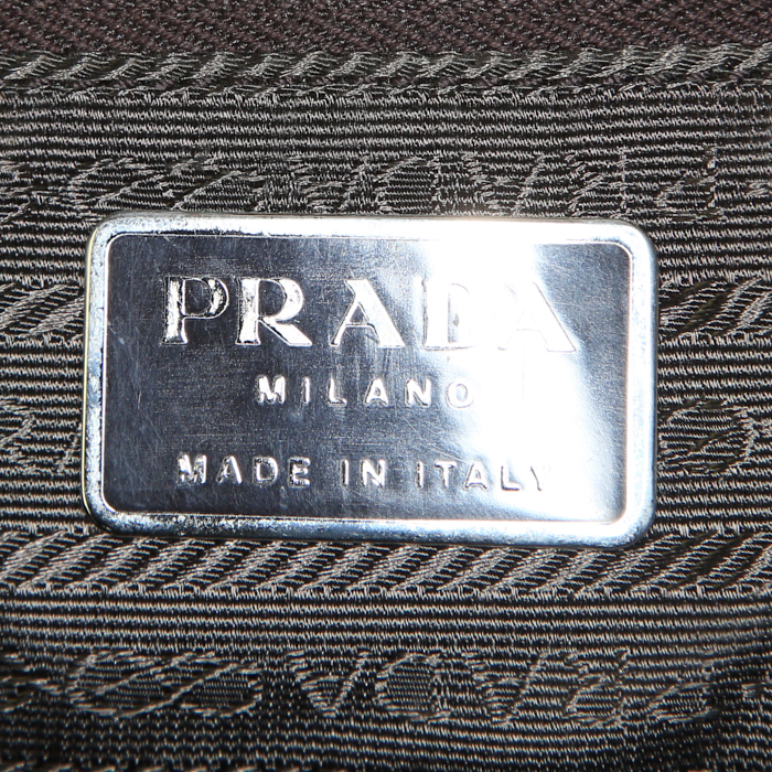 Sac à dos Prada Nylon Backpack en toile vert-kaki et cuir marron - Detail D3