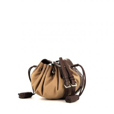 Bolso para llevar al hombro Givenchy Citrouille en lona caqui y cuero marrón