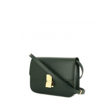 Bolso bandolera Céline Classic Box en cuero box verde