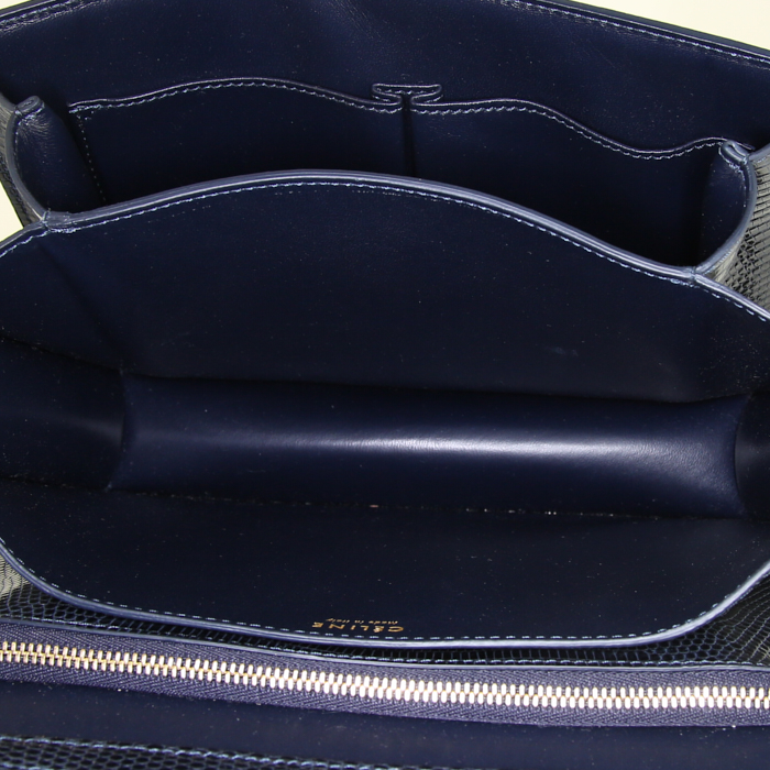 Sac bandoulière Celine  Classic Box en lézard bleu - Detail D2
