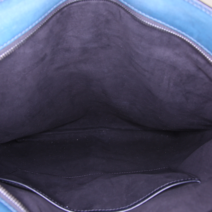 Sac cabas Berluti en toile marron et cuir bleu - Detail D2