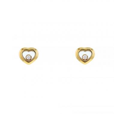 Paire de puces d'oreilles Chopard Happy Diamonds en or jaune et diamants