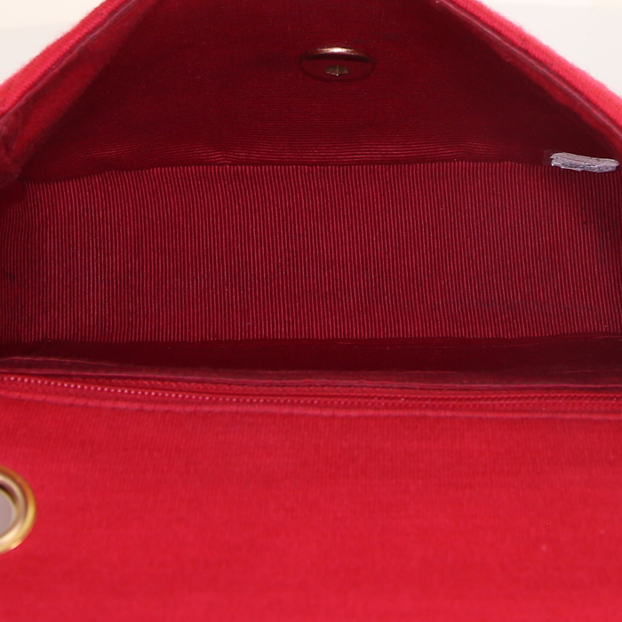 Bolso bandolera Chanel Mini Timeless en jersey acolchado rojo - Detail D2