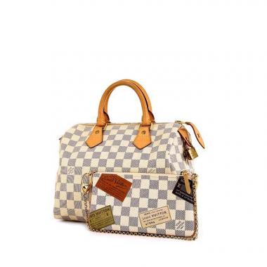 Borsa Louis Vuitton Speedy 25 cm in tela a scacchi e pelle naturale