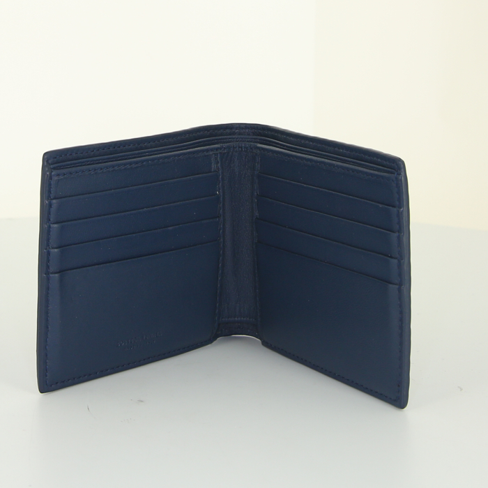 Portefeuille Bottega Veneta en cuir bleu et crocodile bleu - Detail D2