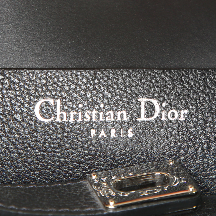 Sac cabas Dior Open Bar en cuir grainé noir - Detail D4