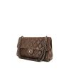 Chanel Timeless jumbo shoulder bag in brown quilted grained leather - 00pp thumbnail