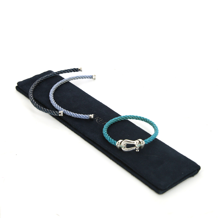 Bracciale Fred Force 10 modello grande in oro bianco,  acciaio blu e Paraïba tormalina - Detail D2
