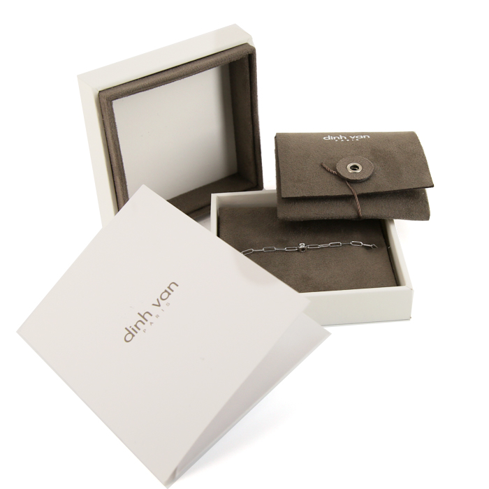 Bracciale flessibile Dinh Van Cube in oro bianco e diamanti - Detail D2