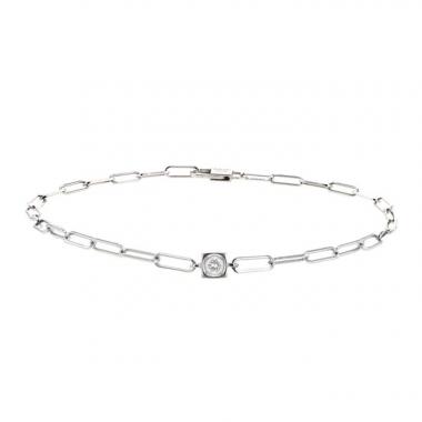 Bracelet souple Dinh Van Cube en or blanc et diamants