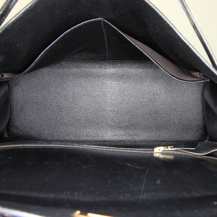 Sac à main Hermes Kelly 35 cm en cuir box noir - Detail D3