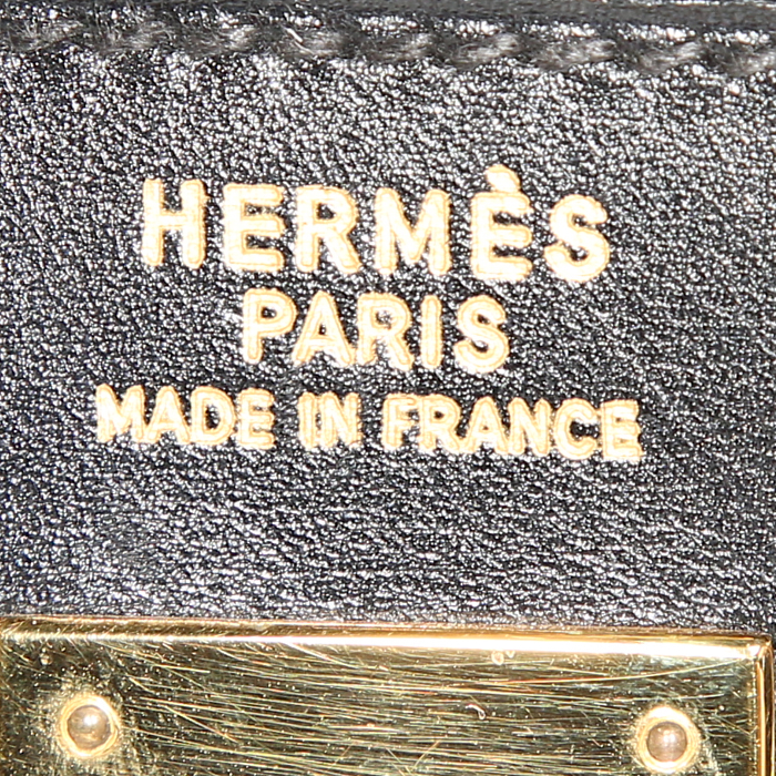 Bolso de mano Hermes Kelly 35 cm en cuero box negro - Detail D4