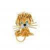 Van Cleef & Arpels Lion Ebouriffé small model brooch-pendant in yellow gold,  emerald and onyx - 00pp thumbnail